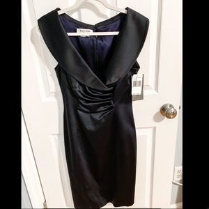 Brand New Kay Unger Navy Satin Dress